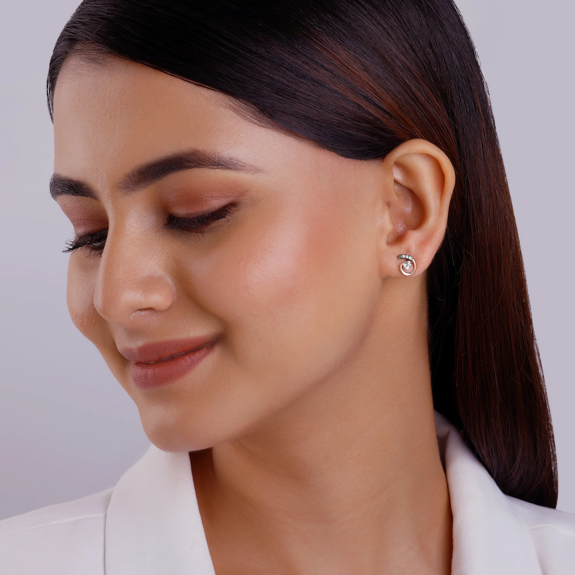 Rose Gold Quoted Diamond Earrings - Image 3