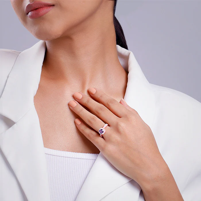 Rose Gold Radiance Amethyst Ring - Image 3