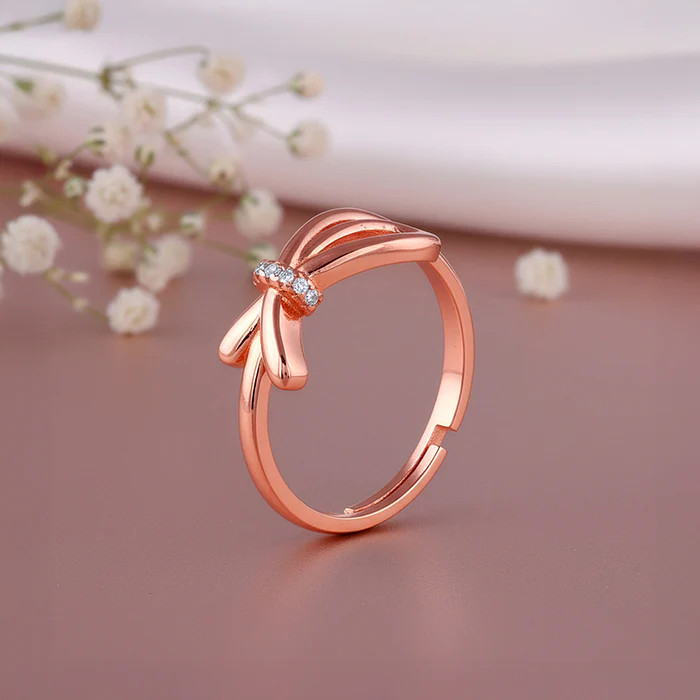 Rose Gold Ribbon Shine Ring - Image 2
