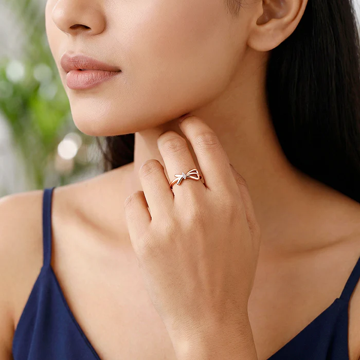 Rose Gold Ribbon Shine Ring - Image 3