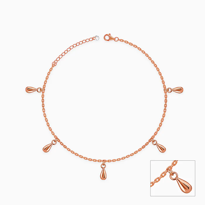Rose Gold Rice Bead Anklet - Image 3