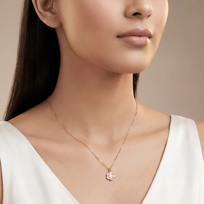Rose Gold Roselina Pendant With Link Chain - Image 3