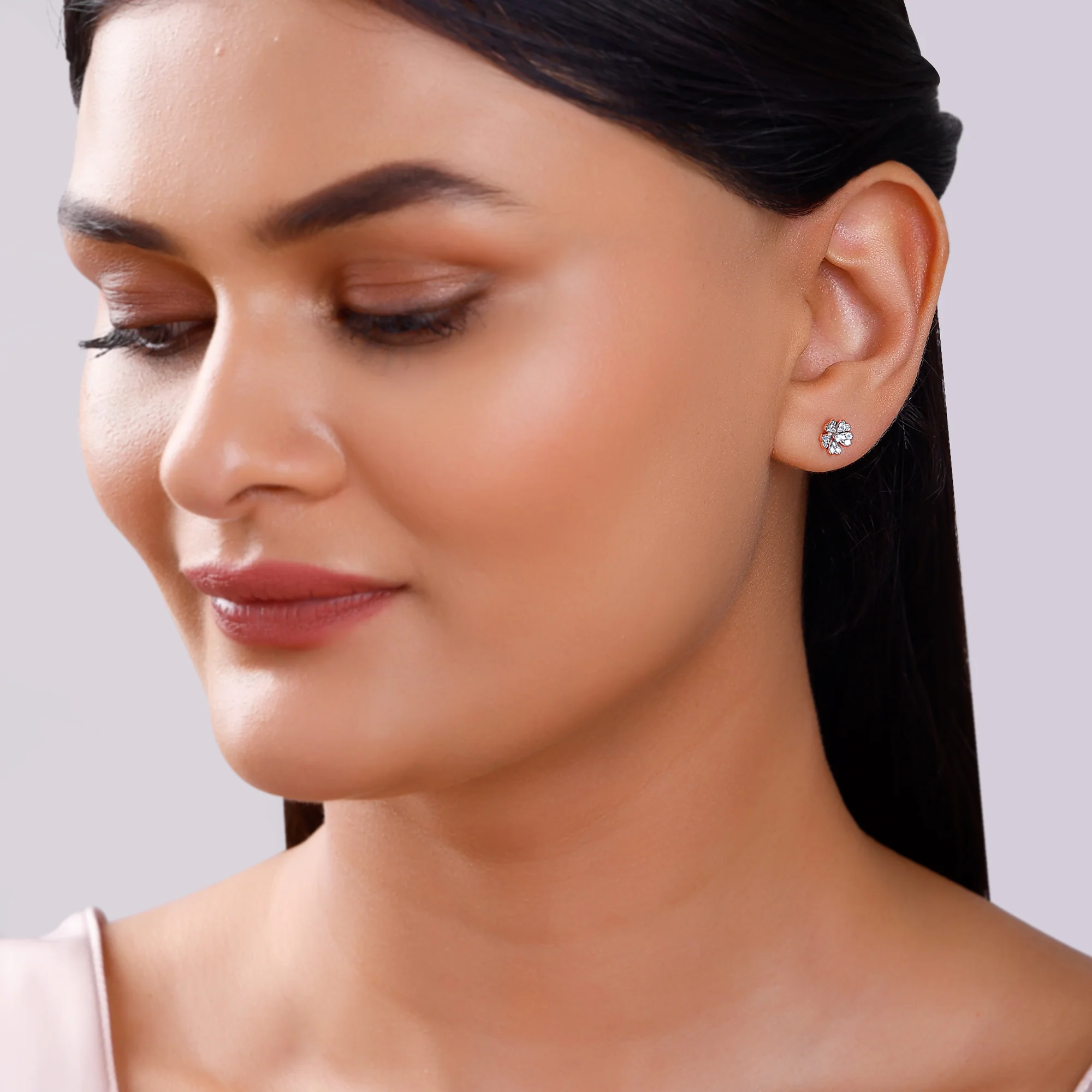 Rose Gold Roselle Lab Grown Diamond Earrings - Image 3