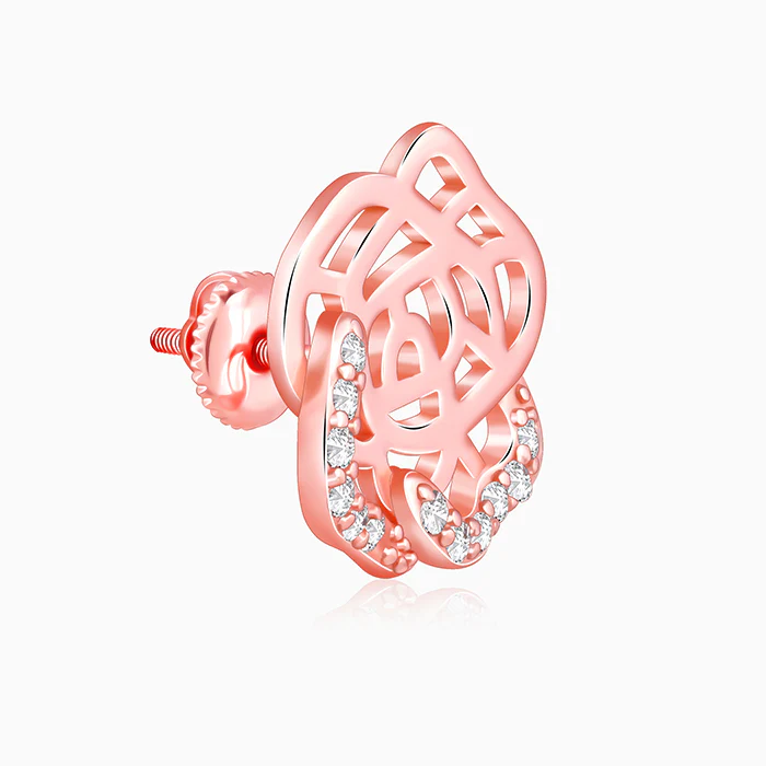 Rose Gold Rosette Filigree Earrings - Image 4