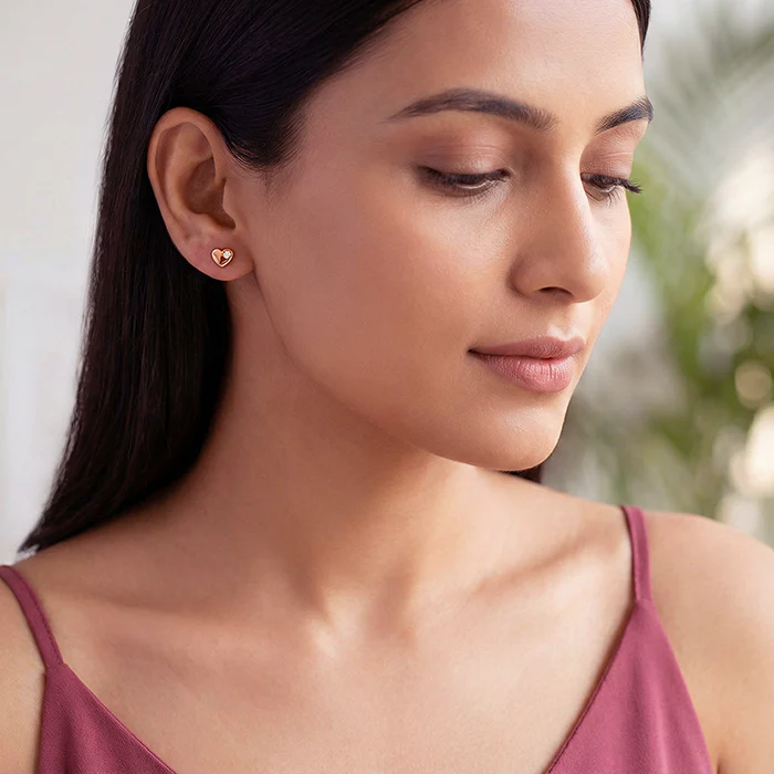 Rose Gold Silent Embrace Stud Earrings - Image 3