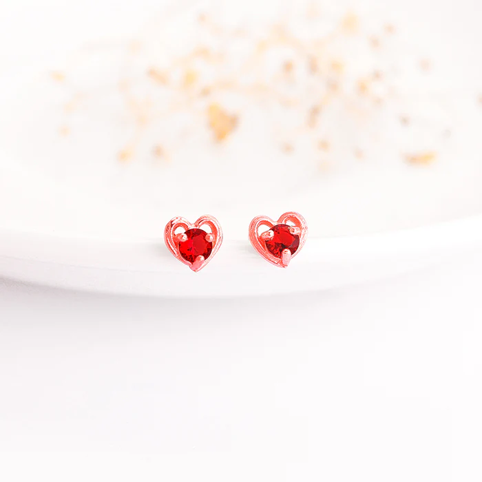Rose Gold Cute Love Studs - Image 2