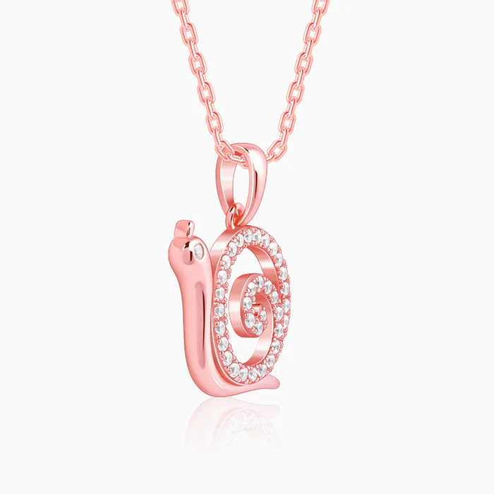 Rose Gold Snail Pendant With Link Chain - Image 4