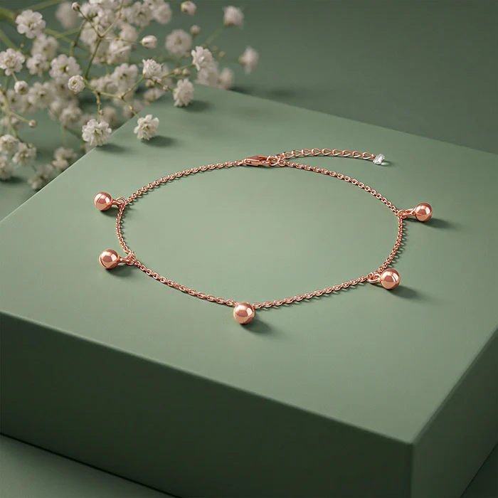 Rose Gold Sol Circle Anklet - Image 2