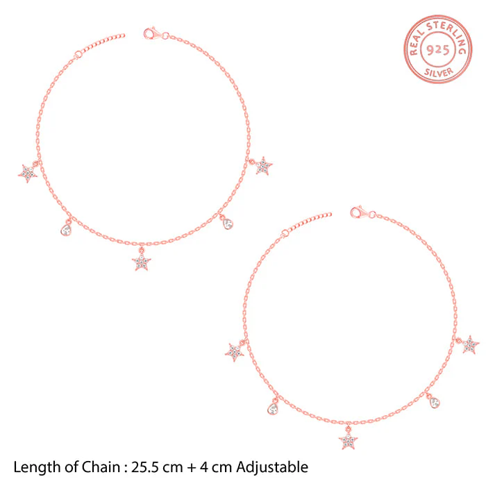 Rose Gold Starry Charm Anklet - Image 4