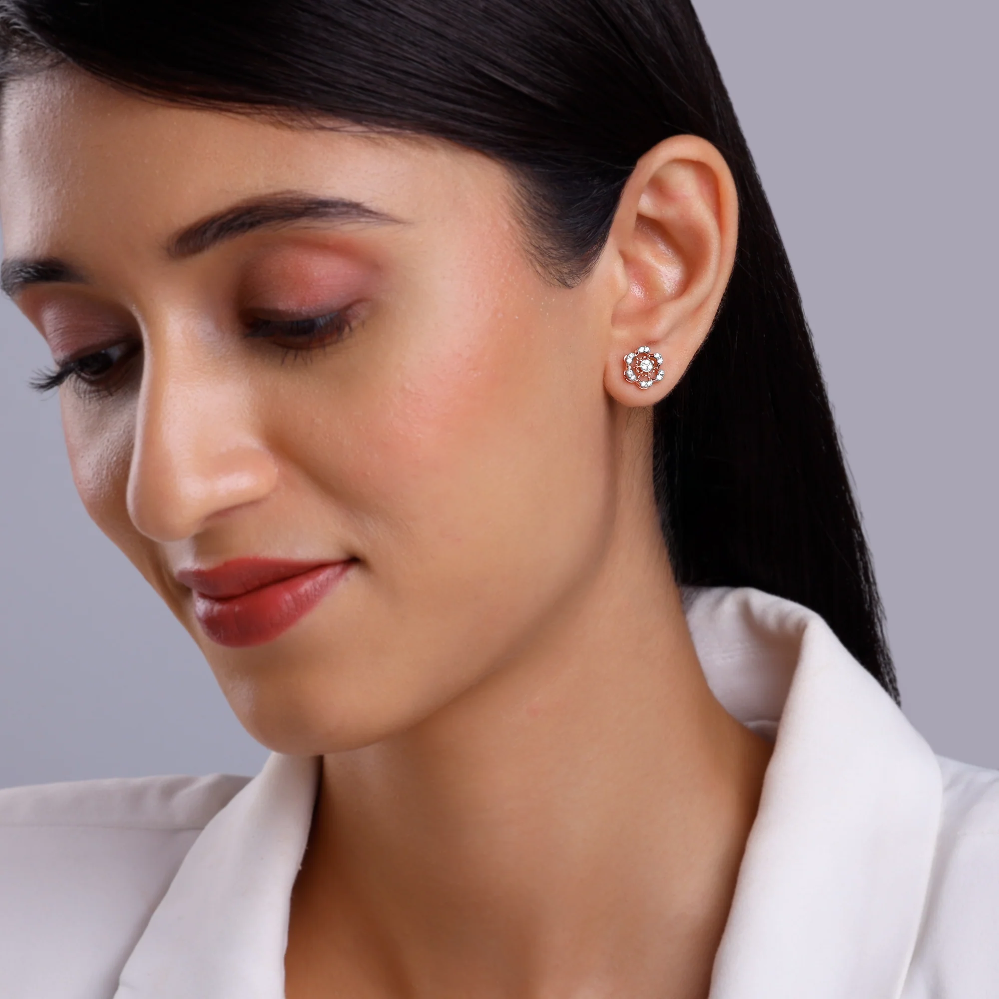 Rose Gold Stately Diamond Earrings - Image 3