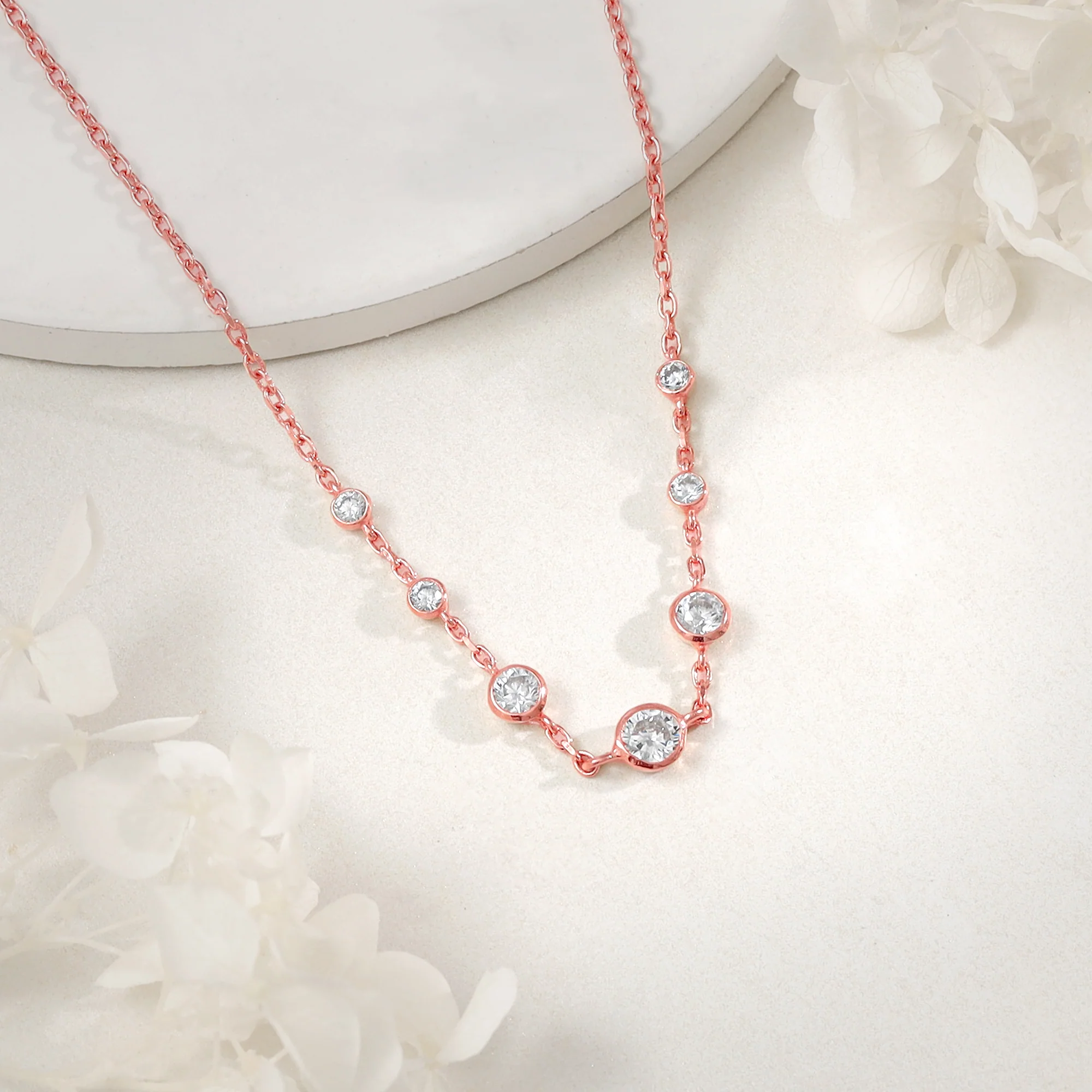 Rose Gold Stoned Necklace - Image 2