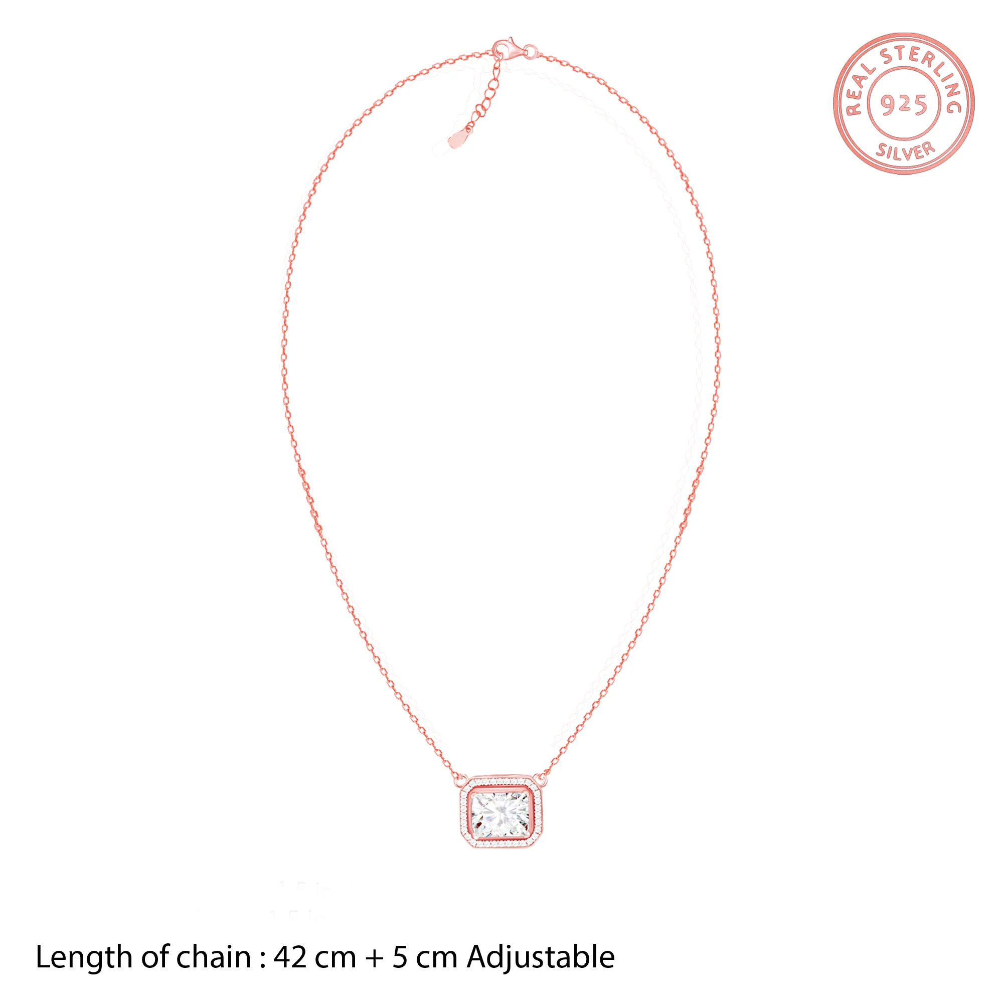Rose Gold Studded Baguette  Necklace - Image 6