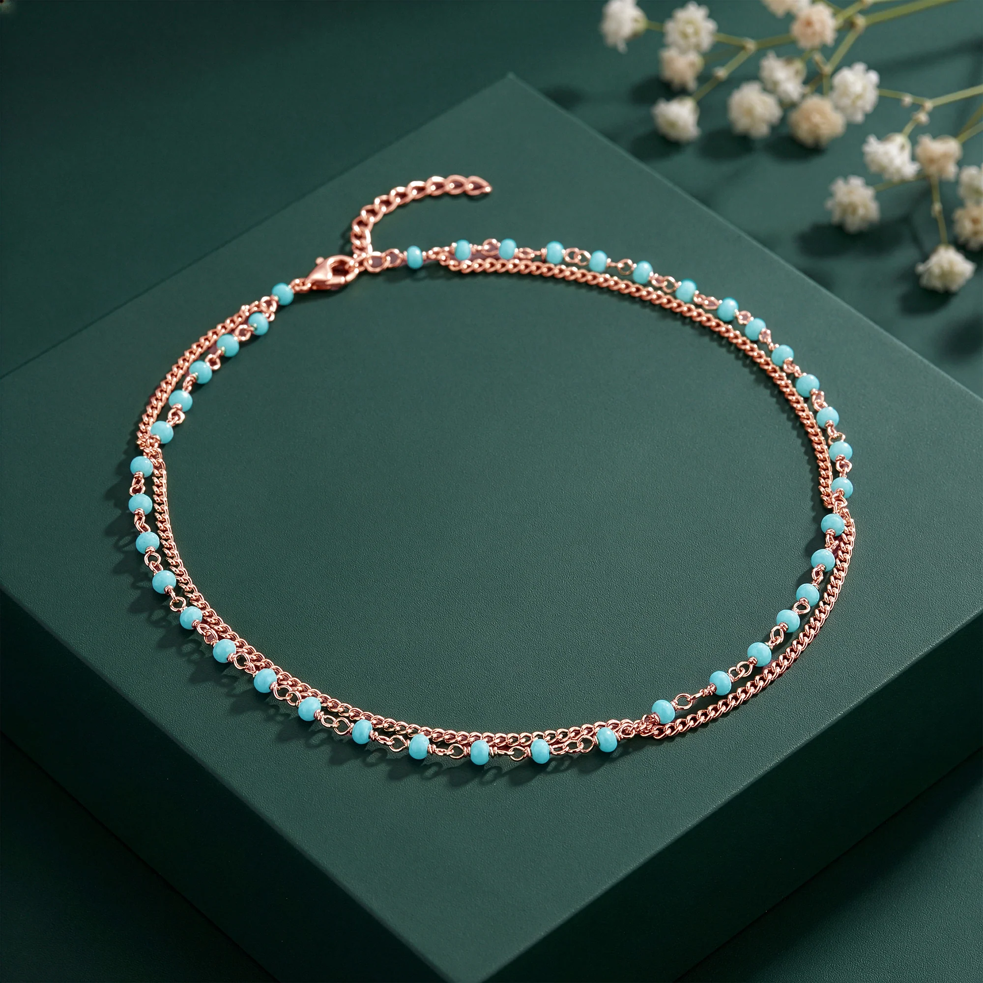 Rose Gold Studded Classy Anklet - Image 2