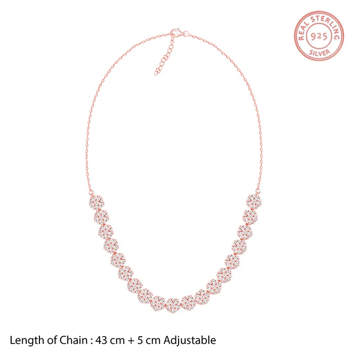 Rose Gold Studded Flower Necklace - Image 4