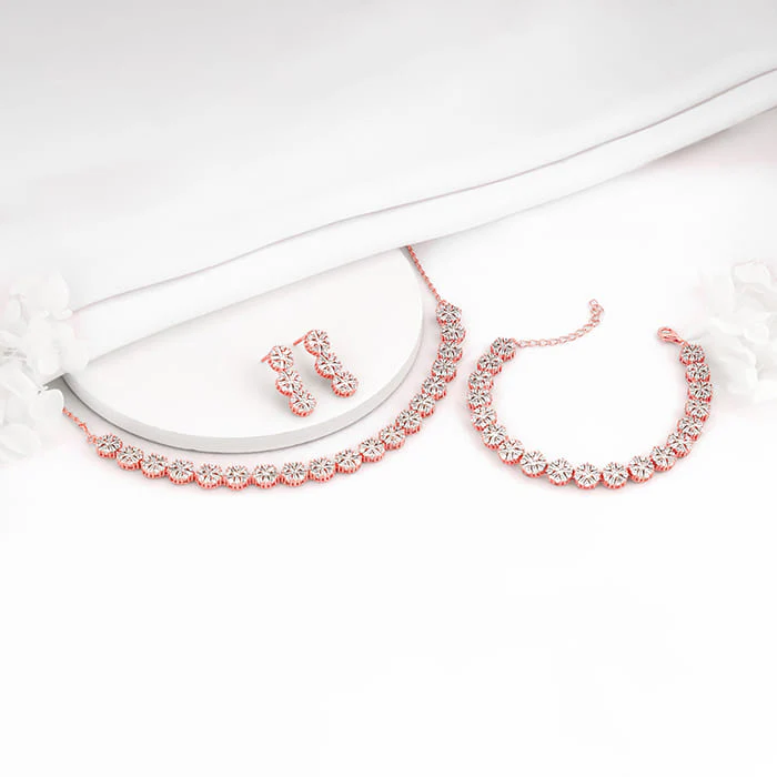 Rose Gold Studded Flower Set of Three - Image 2