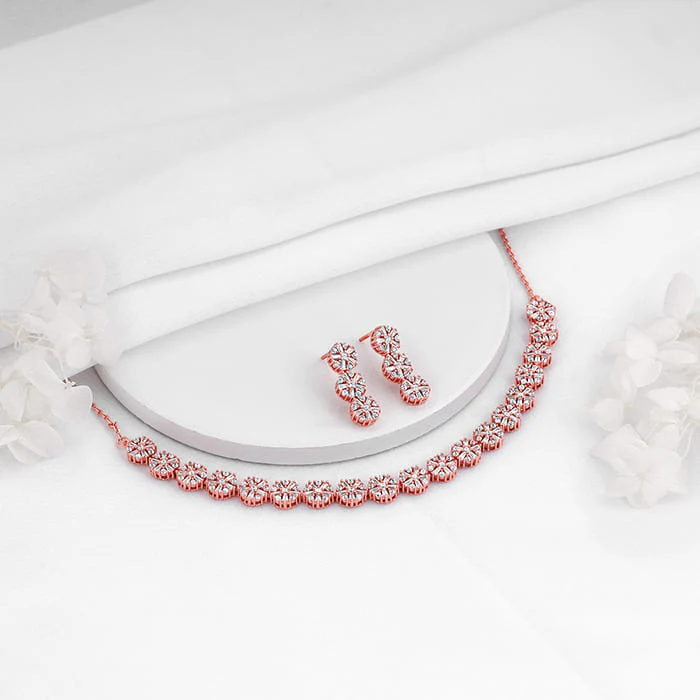 Rose Gold Studded Flower Set of Two - Image 2