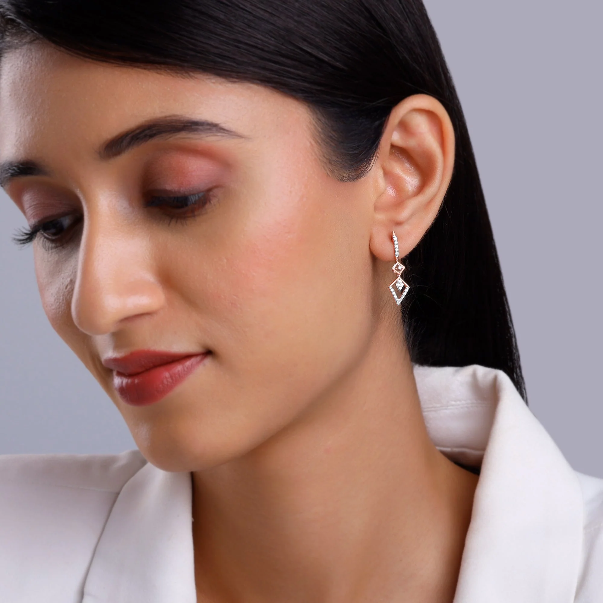 Rose Gold Swanky Diamond Earrings - Image 3