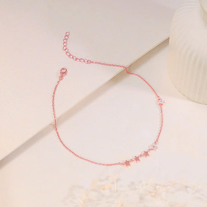 Rose Gold Tetrad Stars Anklet - Image 2