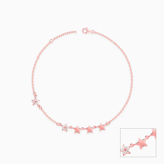 Rose Gold Tetrad Stars Anklet - Image 3