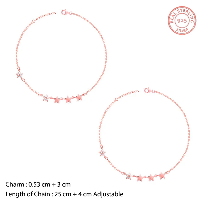 Rose Gold Tetrad Stars Anklet - Image 4