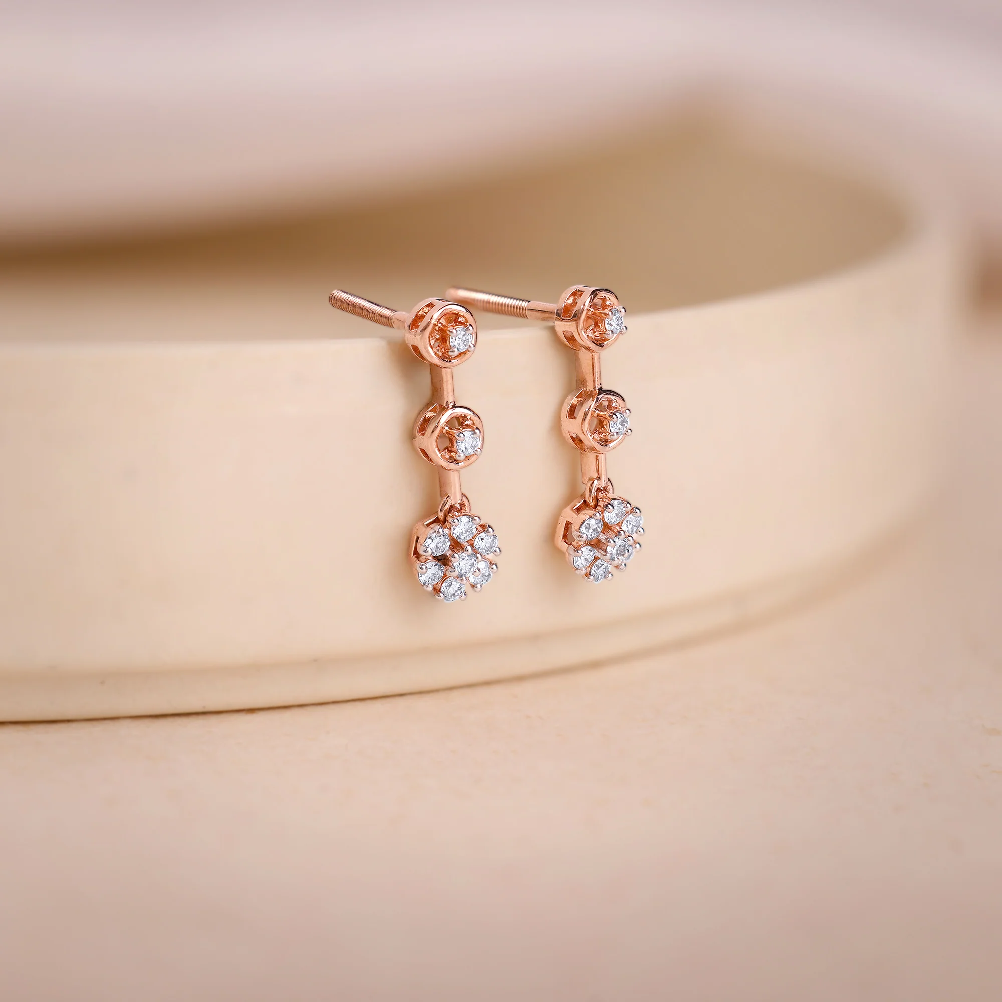 Rose Gold Three Graces Lab Grown Diamond Earrings - Image 2