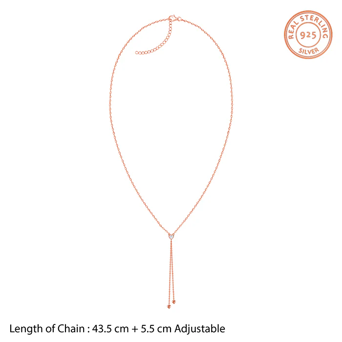 Rose Gold Three Hearts Lariat Necklace - Image 4