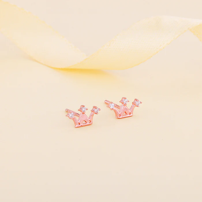 Rose Gold Tiara Stud Earrings - Image 2