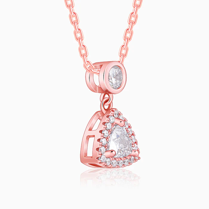 Rose Gold Tirangular Halo Necklace - Image 4