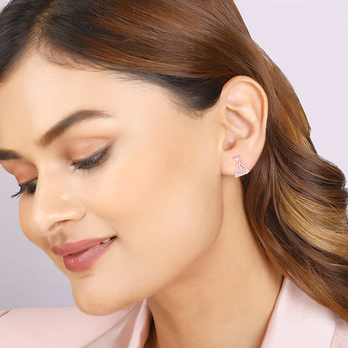 Rose Gold Triangular Elegance Earrings - Image 3