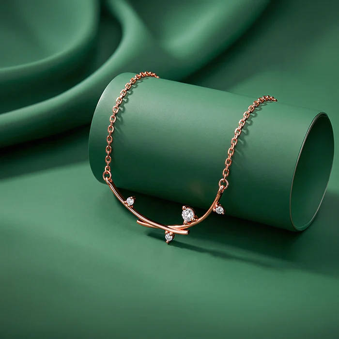 Rose Gold Twig Blossom Necklace - Image 2