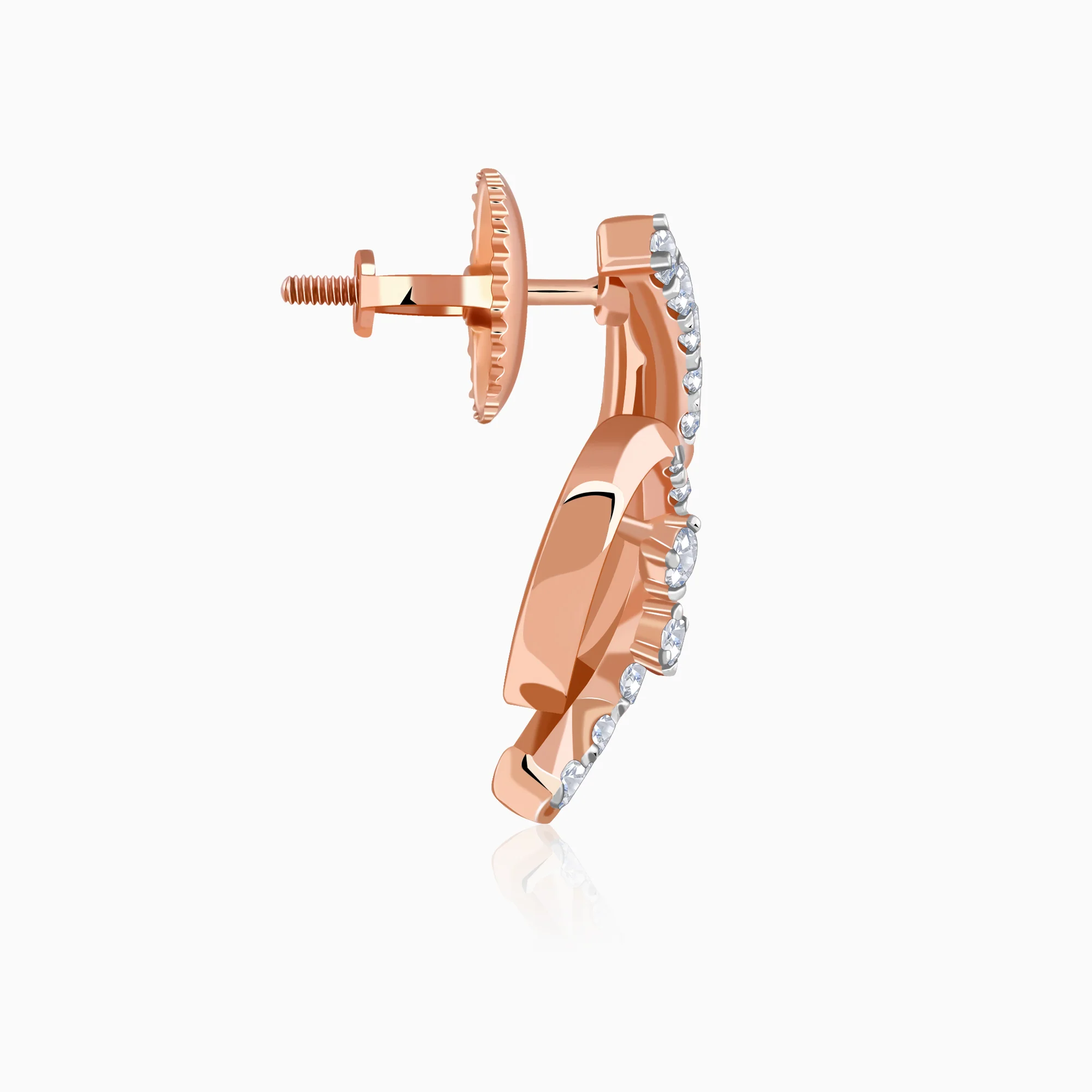 Rose Gold Twilight Swirl Lab Grown Diamond Earring - Image 5