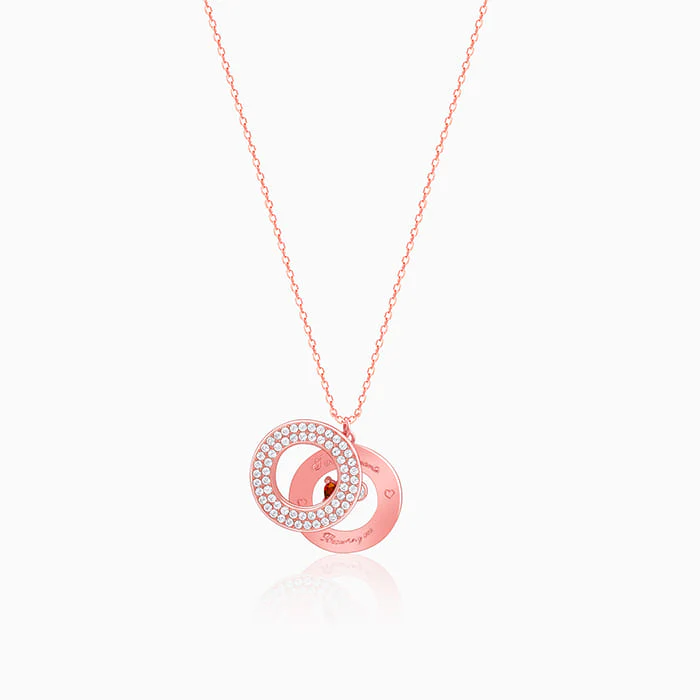 Rose Gold Two Hearts Becoming One Pendant With Link Chain - Image 2