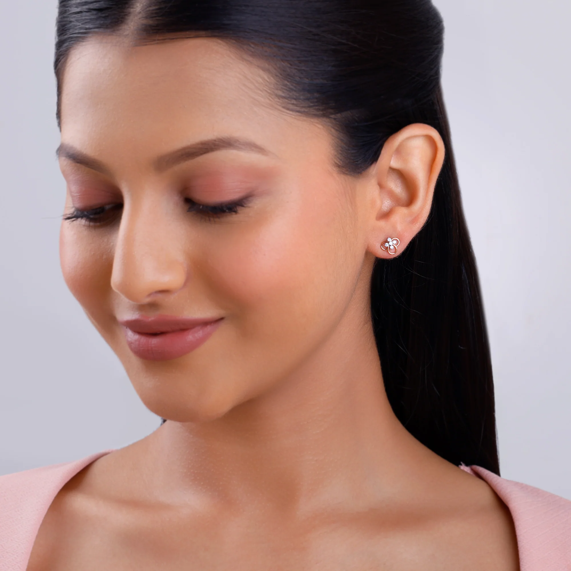 Rose Gold Velora Lab Grown Diamond Stud Earrings - Image 3