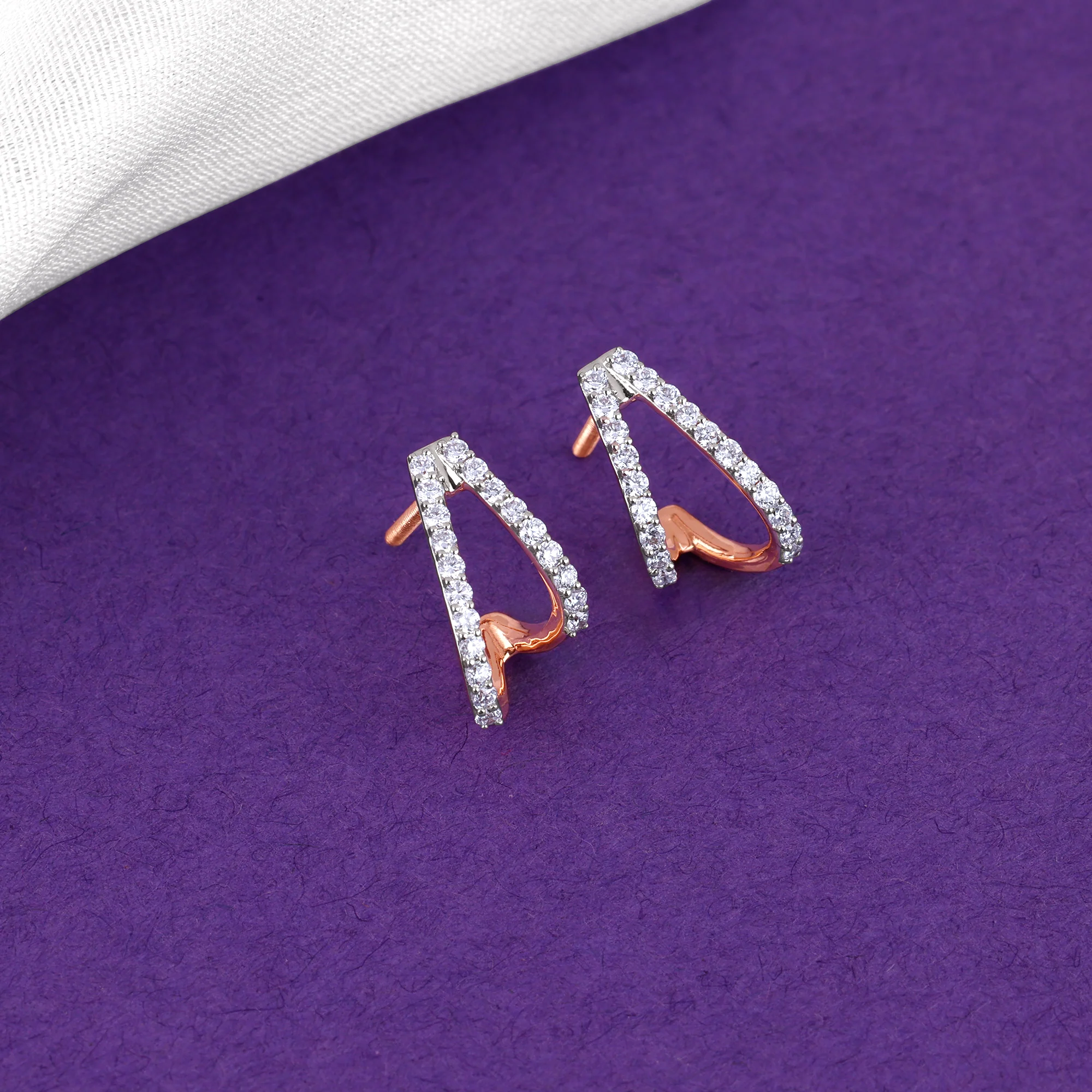 Rose Gold Voila J Stud Lab Grown Diamond Earrings - Image 2