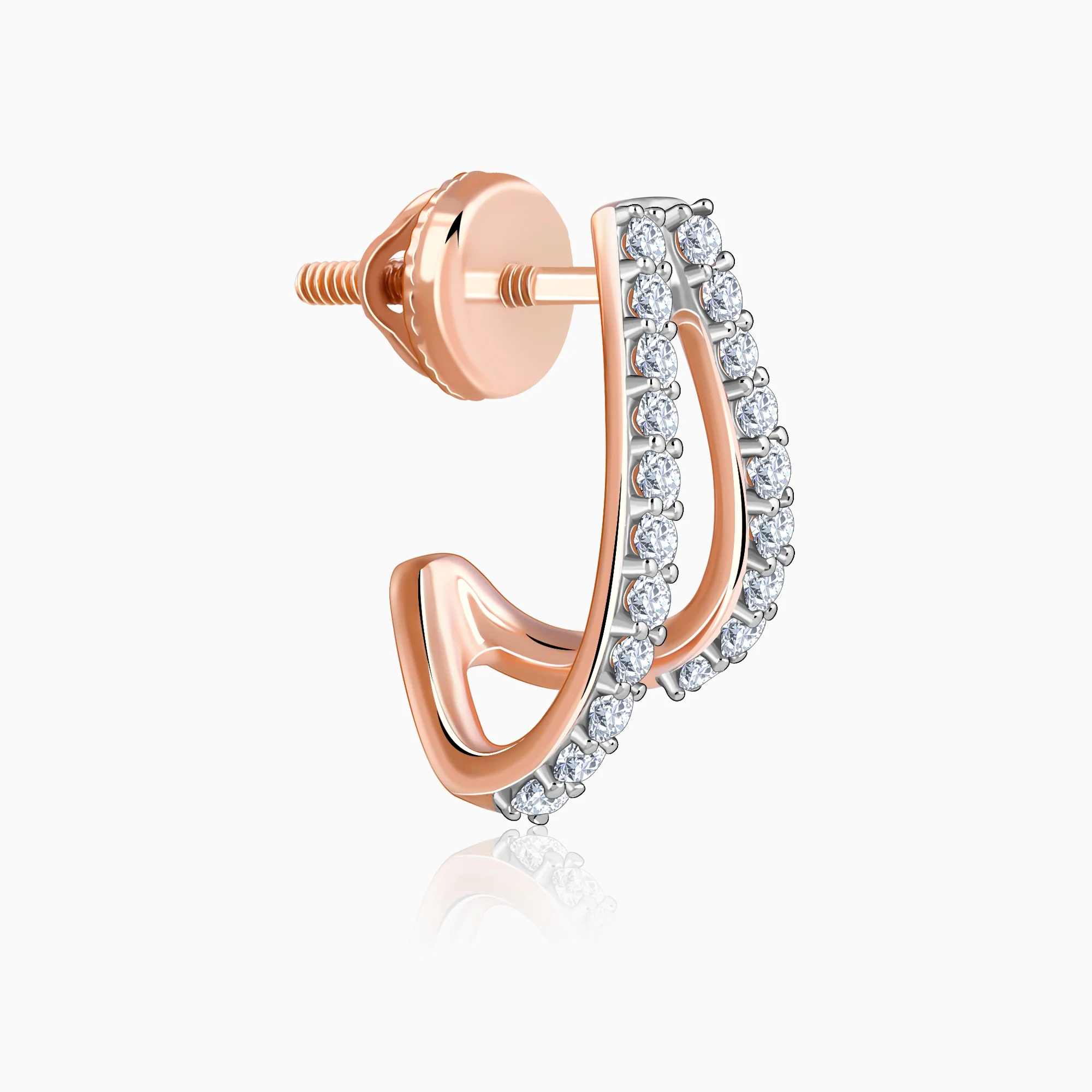 Rose Gold Voila J Stud Lab Grown Diamond Earrings - Image 4