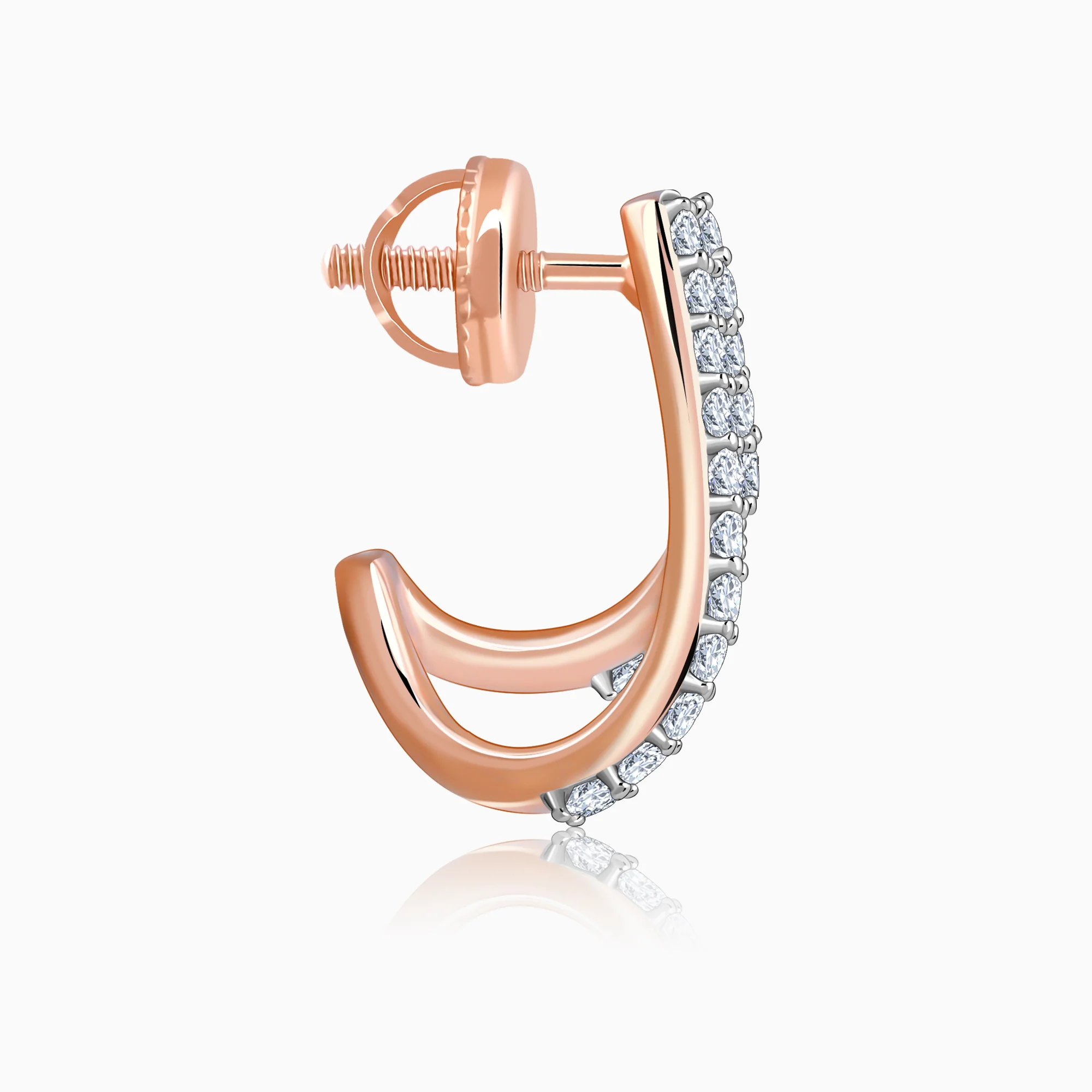Rose Gold Voila J Stud Lab Grown Diamond Earrings - Image 5