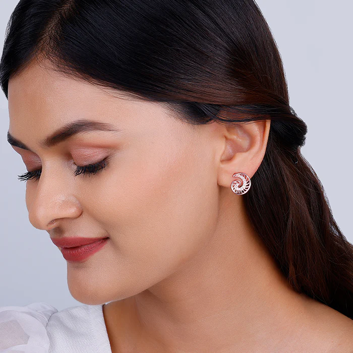Rose Gold Volute Earrings - Image 3