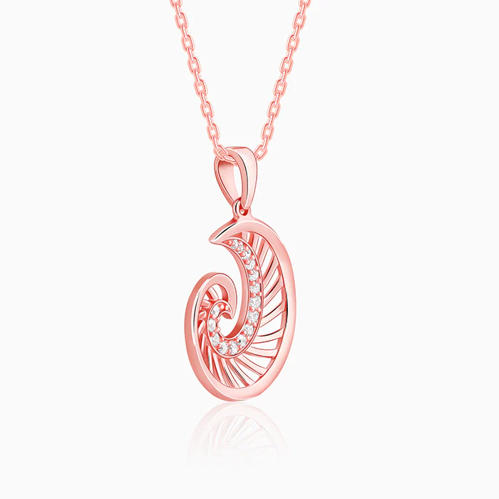 Rose Gold Volute Pendant With Link Chain - Image 4