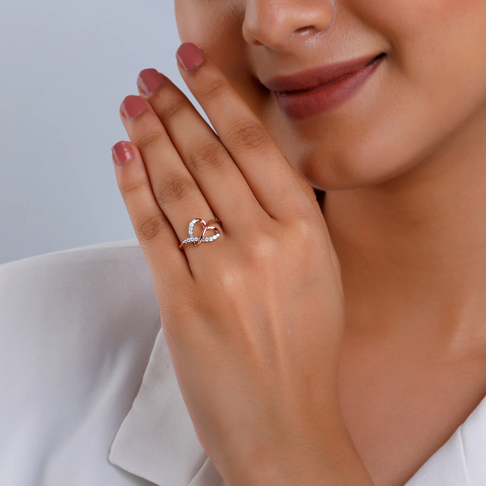 Rose Gold Warped Diamond Ring - Image 3