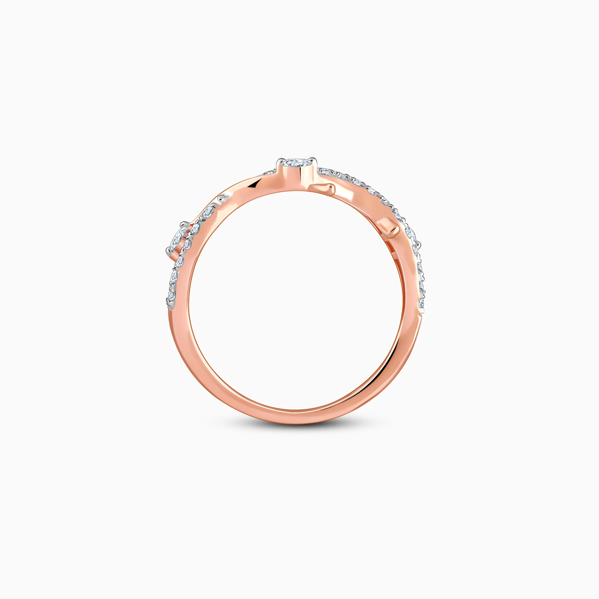 Rose Gold Wavy Lab Grown Diamond Ring - Image 5