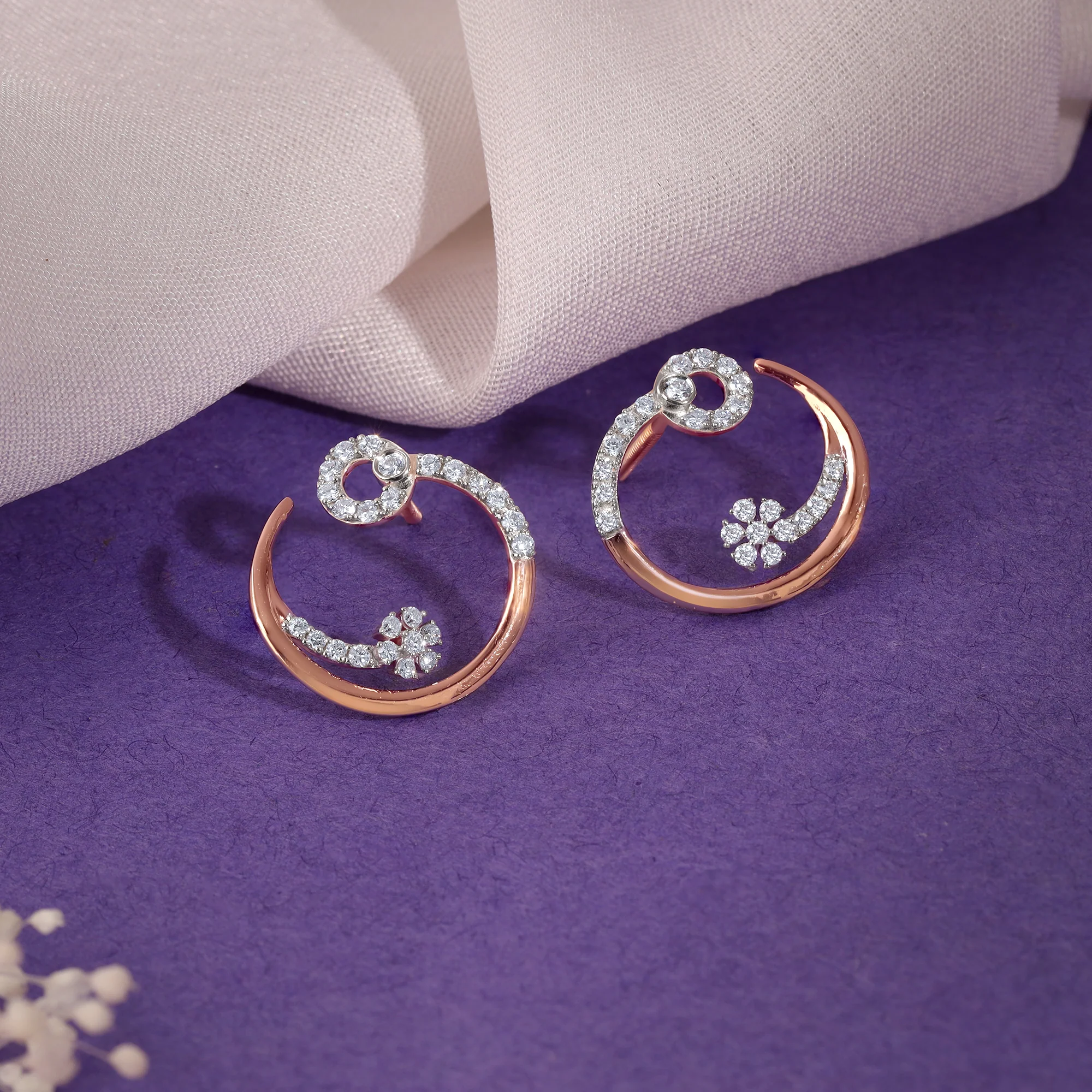 Rose Gold Wildflower Lab Grown Diamond Earrings - Image 2