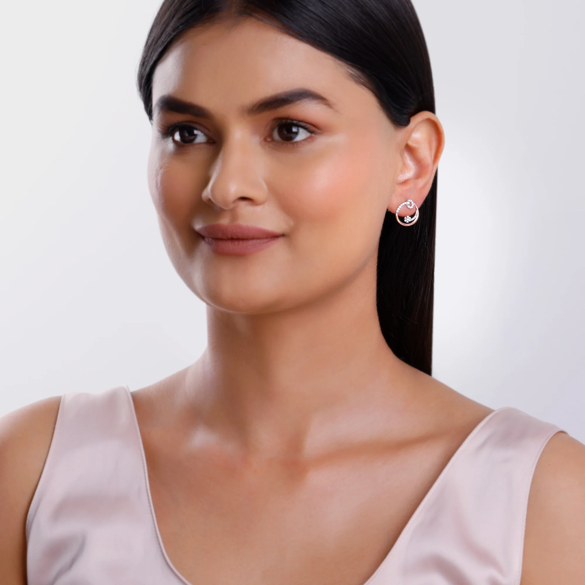 Rose Gold Wildflower Lab Grown Diamond Earrings - Image 3