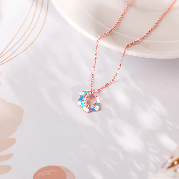 Rose Gold Wing Flap Pendant With Link Chain - Image 2