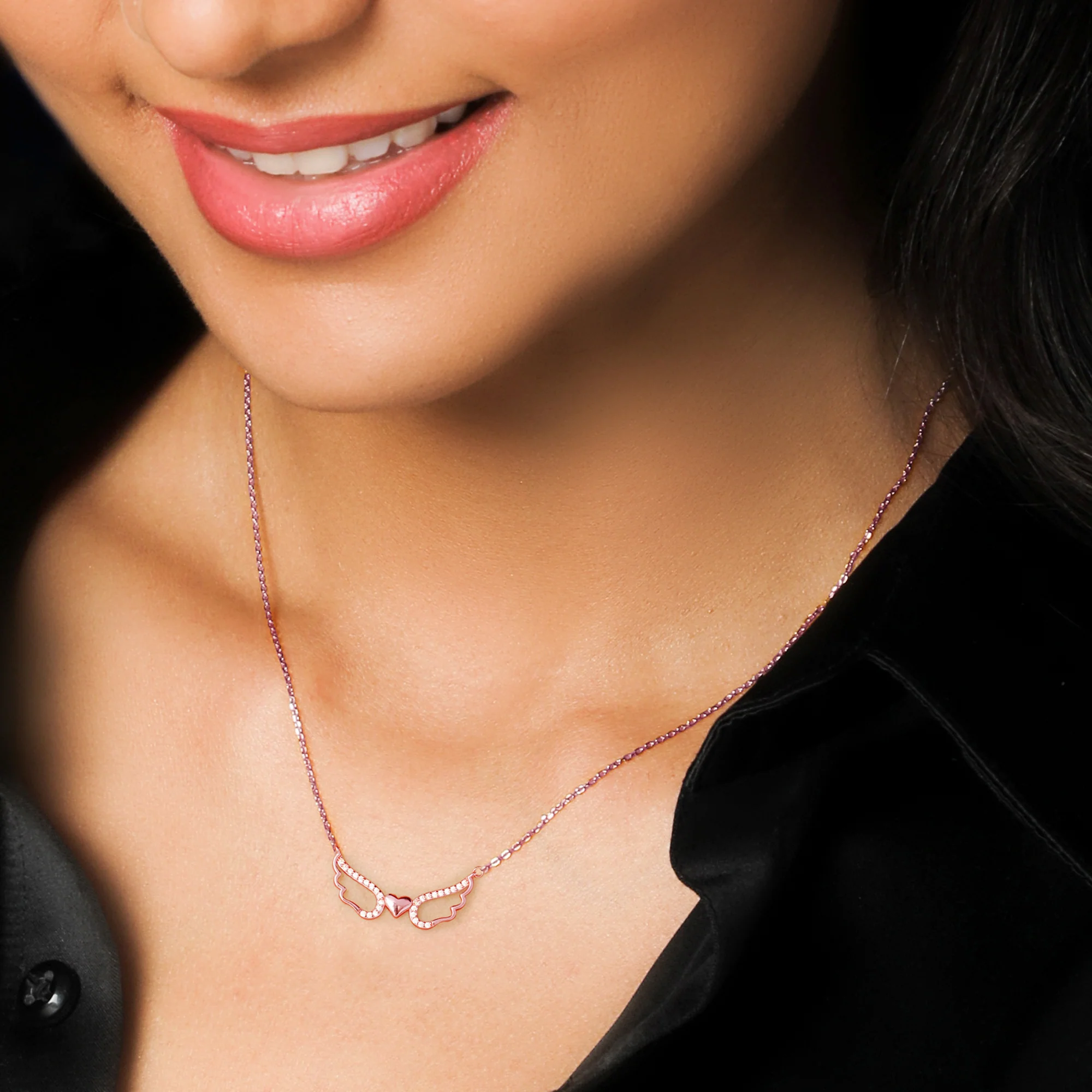 Rose Gold Wing It With Love Necklace - Image 3