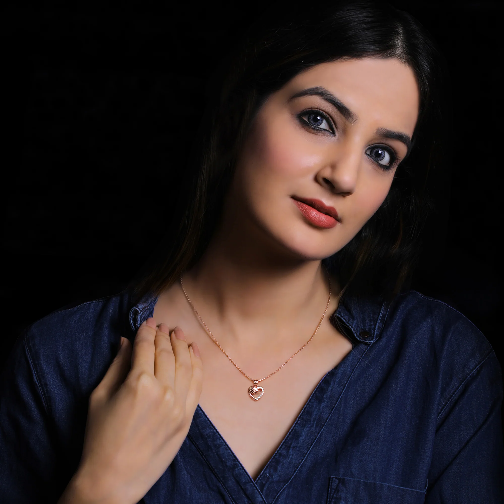 Rose Gold Winged Heart Pendant with Link Chain - Image 3