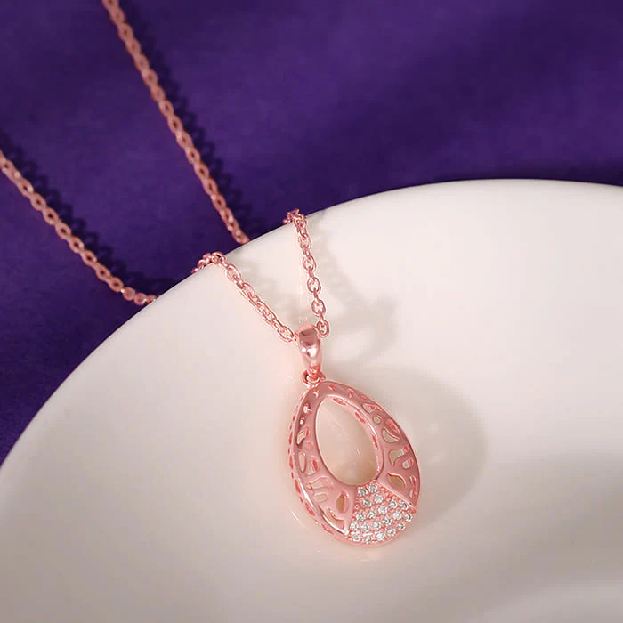 Rose Gold Wonderful Drop Pendant With Link Chain - Image 2