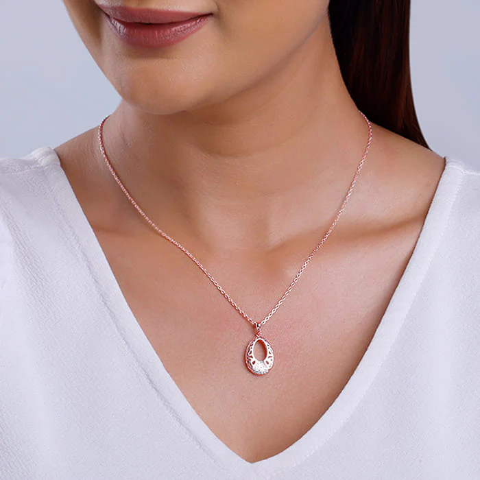 Rose Gold Wonderful Drop Pendant With Link Chain - Image 3