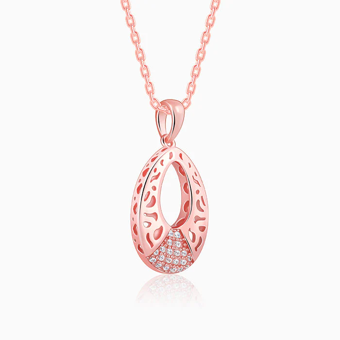 Rose Gold Wonderful Drop Pendant With Link Chain - Image 4