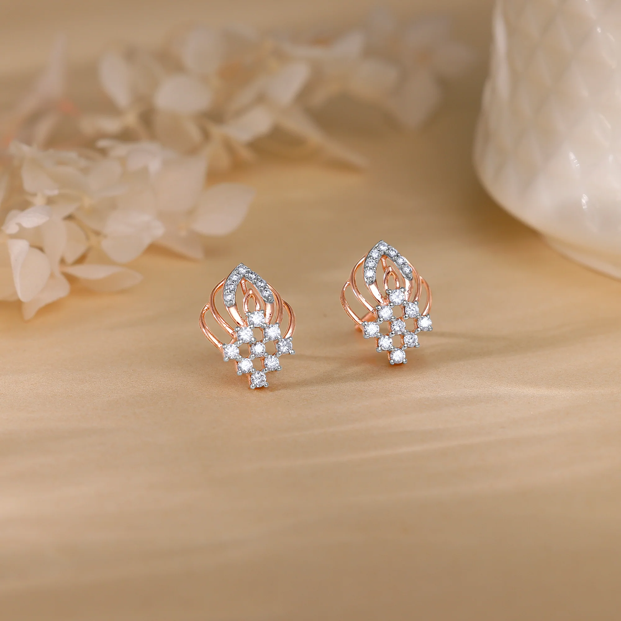 Rose Gold Wonderful Whimsy Diamond Earrings - Image 2