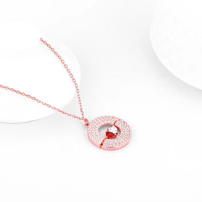 Rose Gold You & Me Pendant With Link Chain - Image 3